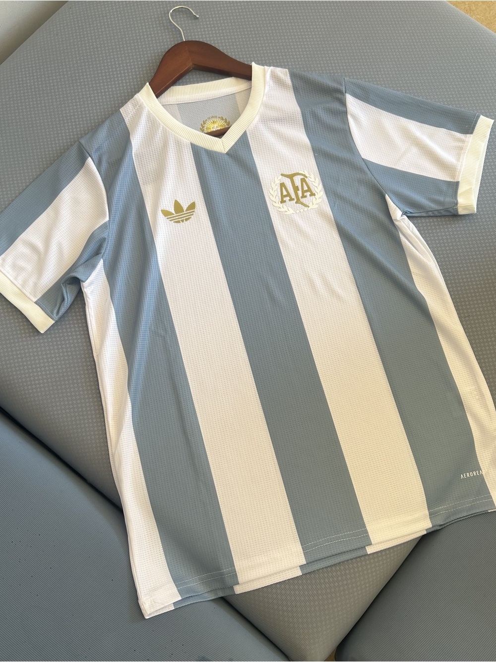adidas AFA Striped Men's Jersey - Light Blue & White